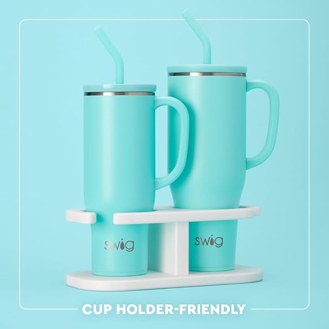 Swig Life 30oz Mega Mug, 30oz Tumbler with Handle and Straw, Large Insulated Tumblers, Cup Holder Friendly Travel Mug, Stainless Steel 30 oz Tumbler, Reusable Insulated Water Bottle (Sherbet Stripe)