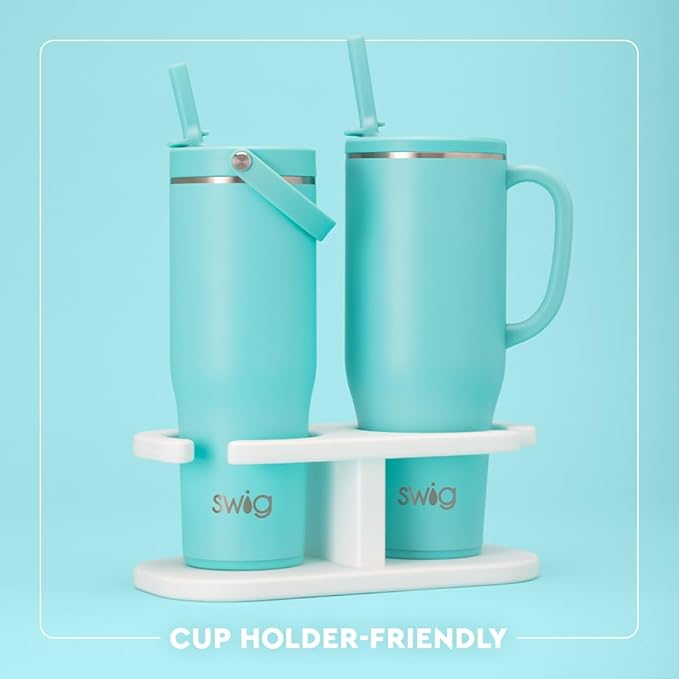 Swig Life 40oz Leak Proof Mega Mug, 40oz Leak Proof Tumbler with Handle and Straw, Extra Large Insulated Tumblers, Cup Holder Friendly Travel Mug, Reusable Leakproof Water Bottle (Clover Crush)