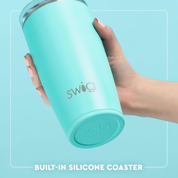 Swig Life 22oz Insulated Tumbler, Travel Coffee Tumbler with Lid, Cup Holder Friendly Travel Coffee Mug, Stainless Steel, 22 oz Tumblers, Reusable Insulated Mug with Lid (Errbody Lake)