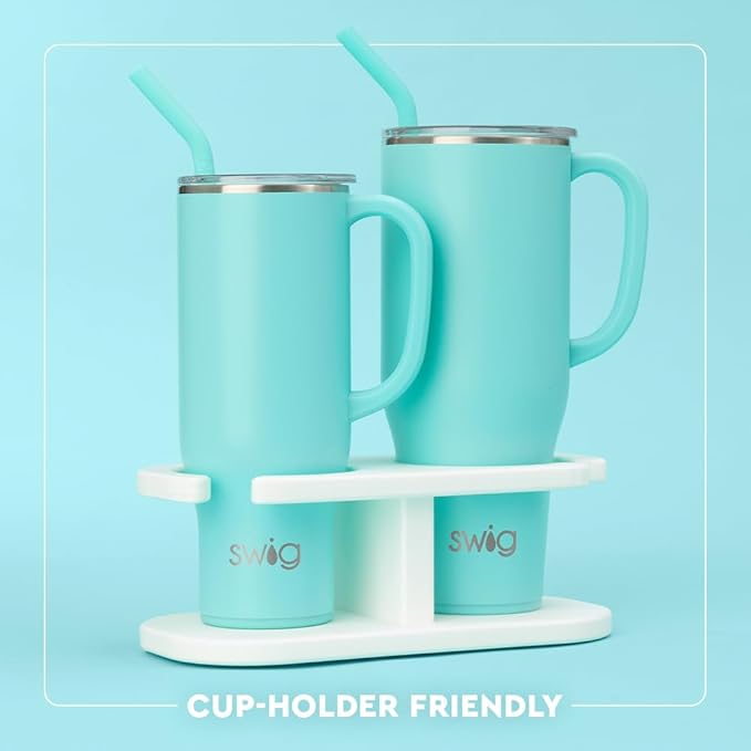 Swig Life 30oz Mega Mug, 30 oz Tumbler with Handle and Straw, Cup Holder Friendly, Dishwasher Safe, Extra Large Insulated Tumbler, Stainless Steel (Confetti)