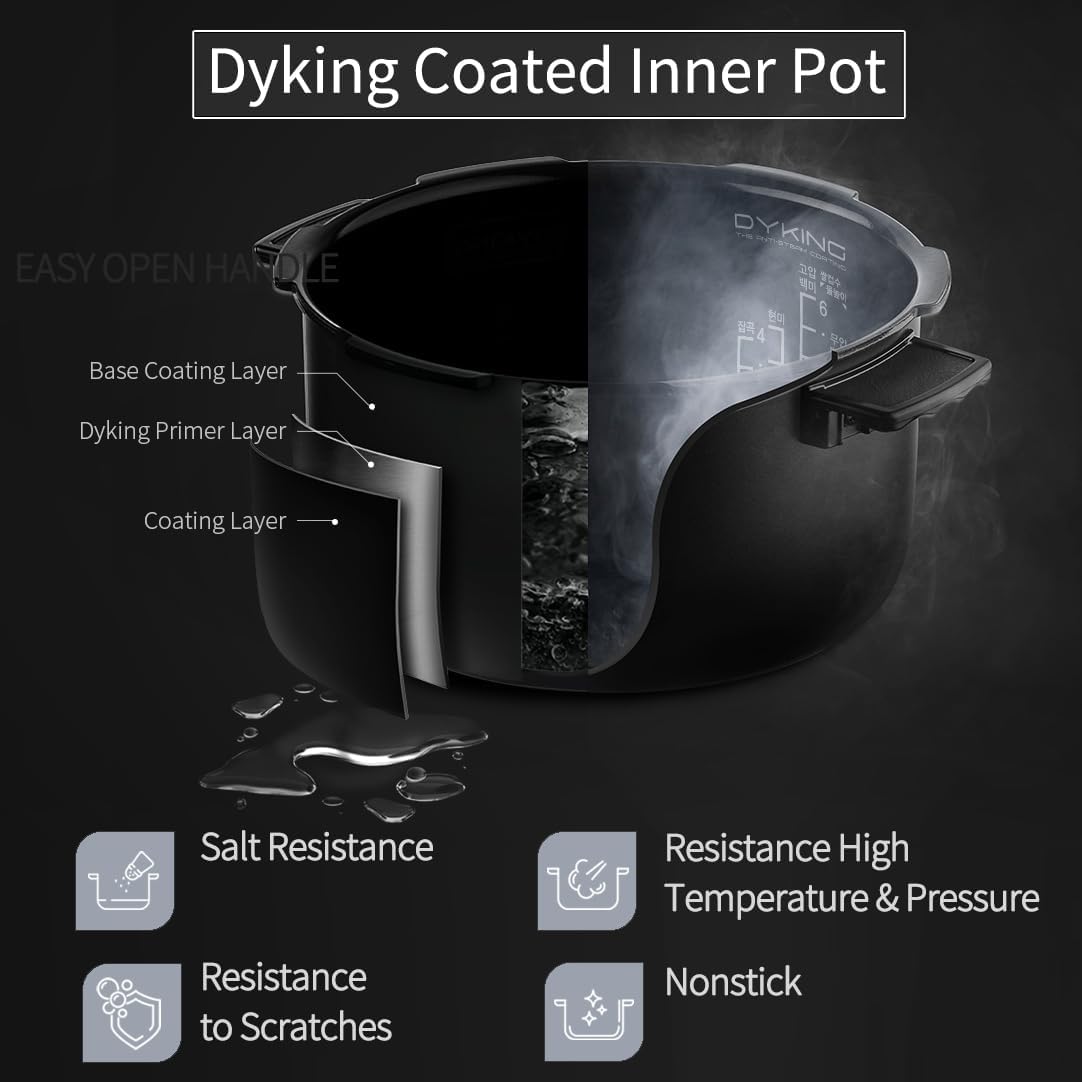 CRS-FWK0640WUS | Automatic Dual Heating Pressure Rice Cooker 6 Cup (Uncooked) (1.14 quarts): 6 person serving / per use | High/Non-Pressure | Triple Power Packing | Easy Open Handle | Stainless Cover | Auto Steam Clean | White