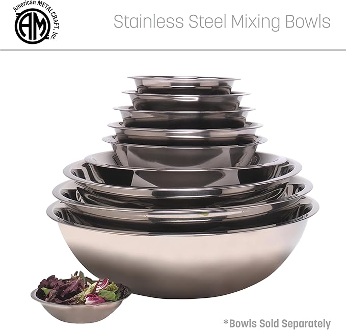 American Metalcraft 16" Stainless Steel Mixing Bowl - 13-Quart Durable Metal Bowls for Mixing, Large Stainless Steel Bowl