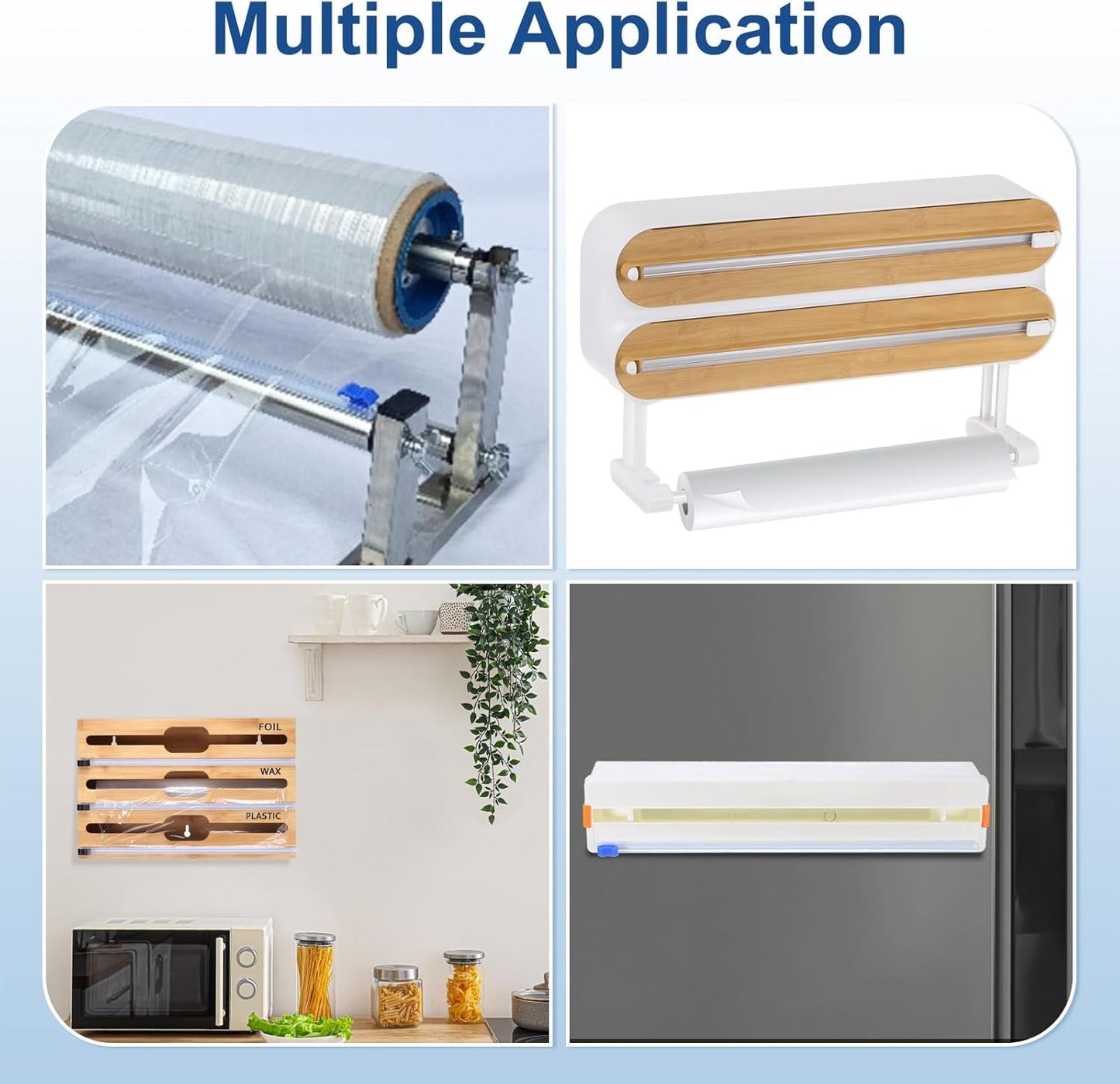 PATIKIL 12pcs Plastic Wrap Cutter, 14in Plastic Wrap Slide Cutter Self Adhesive Installation Replacement for Aluminum Foil Wax Paper Parchment Paper Wrap Dispenser, Blue