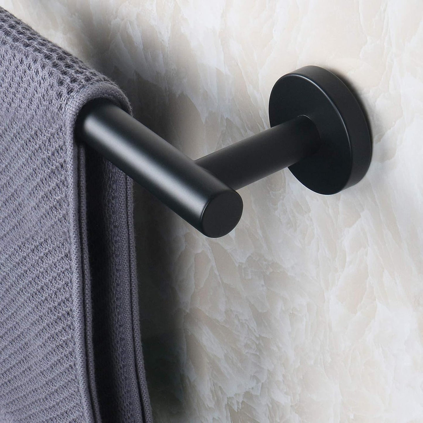 NearMoon Bath Towel Bar, Bath Accessories Thicken Stainless Steel Shower Towel Rack for Bathroom, Towel Holder Wall Mounted (2 Pack, Matte Black, 16 Inch)