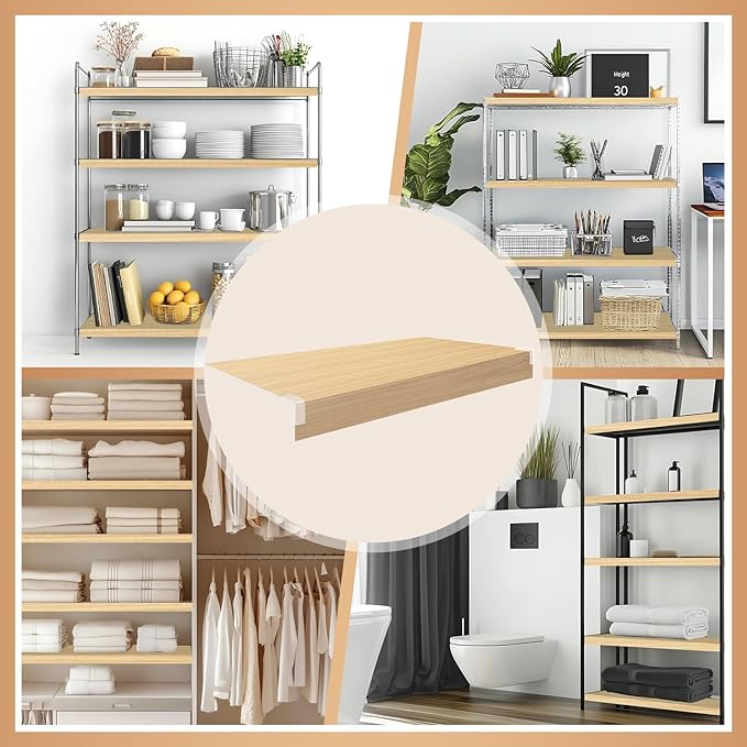 5 Pcs Wire Rack Covers 22x16x3 inch PVC Pantry Shelf Cover 0.31 inch Thick Removable Closet Wire Rack Shelf Covers,Decoration Kitchen Bathroom Office Shelving (Wood Color,22x16x3 inch)