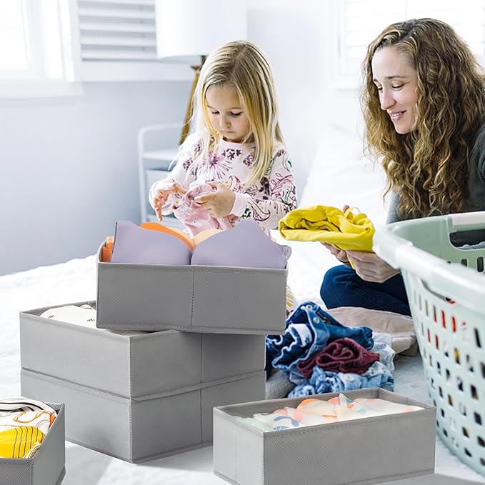 【FAMILY PACK】Drawer Organizer Clothes, 20 Pack Dresser Organizer Bins for Baby Clothes - Underwear Bra Sock Organizer - Fabric Closet Organization and Storage Dividers for Nursery Bedroom Dorm