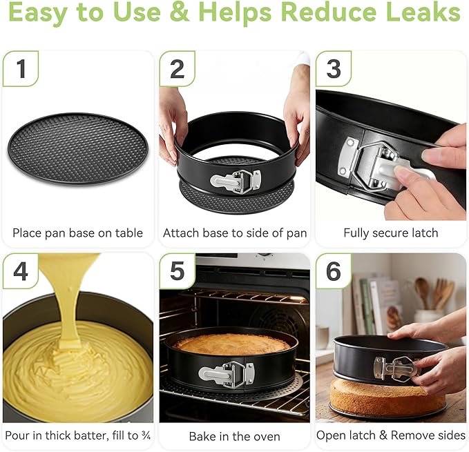 USLAI Springform Pan, 4/6/7/8/9/10 Inch Nonstick Cheesecake Pan with Removable Bottom, Easy to Clean, Ideal for Baking Cakes, Pies and Quiches - 7 Inch