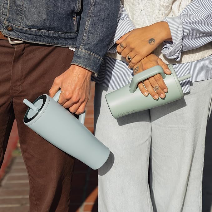BrüMate Era 40 oz Tumbler with Handle and Straw | 100% Leakproof Insulated Water Bottle Tumbler with Lid and Flexible SoftSip Straw | Made of Stainless Steel | Cup Holder Friendly | 40oz (Sage)