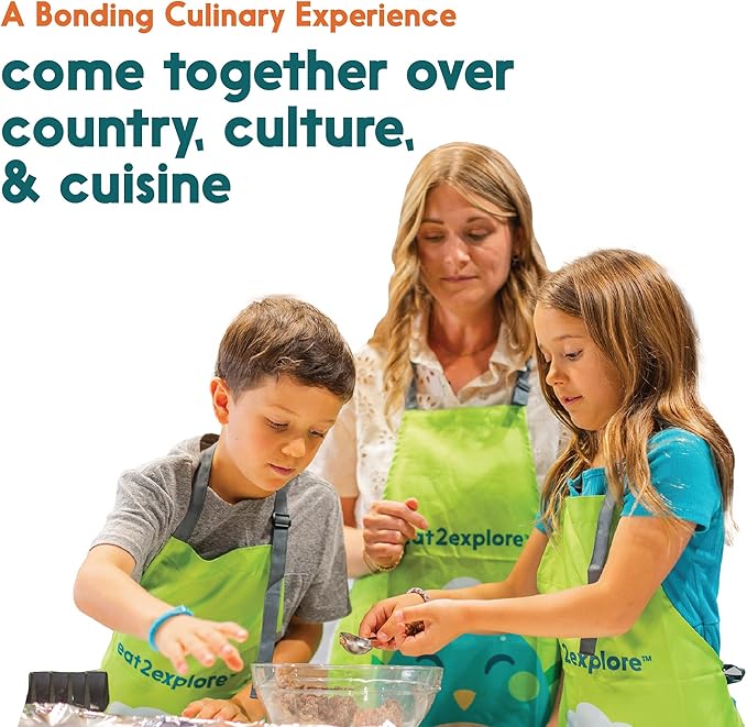 eat2explore Cooking Kits for Kids 15 Pcs – Interactive & Educational Kids Cooking Sets Real for Ages 5 and Up,3 Recipe Cards & Global Ingredients – Perfect for Families and Homeschooling (Greece)