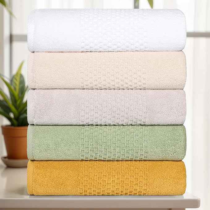 Superior Playa Zero Twist Cotton Medium Weight Towels, for Guest Bath, Bathroom, Shower, Spa, Plush, Quick Dry, Ultra-Soft Towels, Bath Essentials, Waffle Textured, 12 Piece Assorted Towel Set, Green