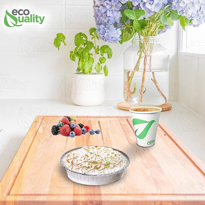 EcoQuality 6" Round Aluminum Foil Pans - Disposable Containers with Foldable Walls for Pie Baking, Cooking, Serving, Reheating, and Storing - Freezer and Oven Safe Tart Pan 150 Pack