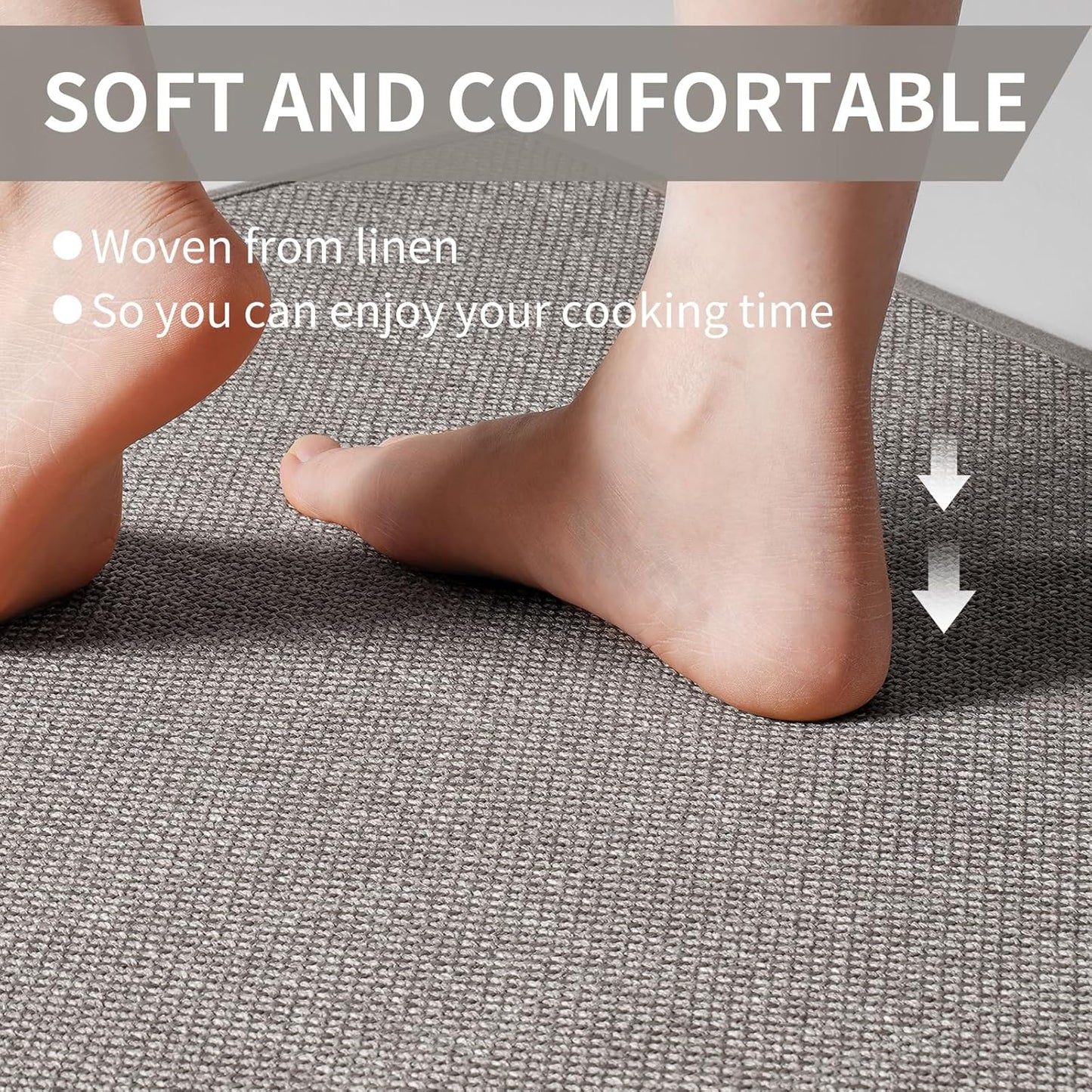 Water and Oil Absorbent Runner Rugs for Kitchen, Kitchen Mat in Front of Sink,Non-Slip Kitchen Rugs,Durable Imitation Linen Kitchen Mats,Kitchen Rug Runner Washable, 17x59 Gray Kitchen Rugs