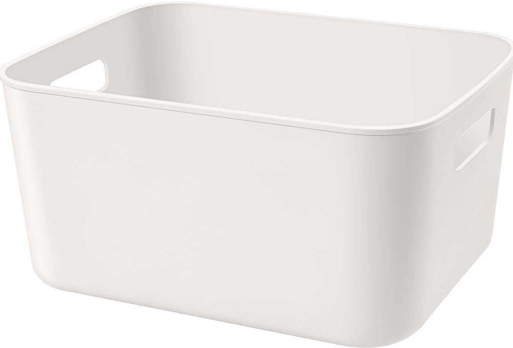 Plastic Storage Bins,Versatile Kitchen Pantry Organization and Storage,for Plastic Storage Container Under Bed,Under Sink Bathroom Organizer (1 Pack Medium, White)