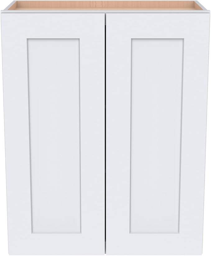 Wall-Mounted Cabinet – Solid Wood Shaker Style Medicine Cabinet with Adjustable Shelves & Soft-Close Doors for Bathroom, Kitchen, and Office Storage (White, 30" W x 12" D x 42" H)