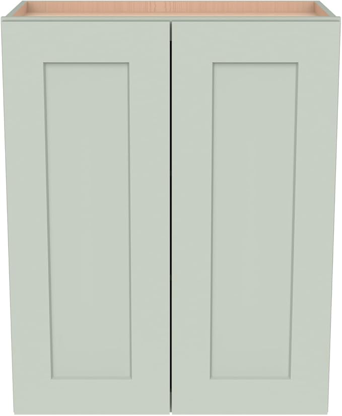 Wall-Mounted Cabinet – Solid Wood Shaker Style Medicine Cabinet with Adjustable Shelves & Soft-Close Doors for Bathroom, Kitchen, and Office Storage (Jade Green, 39" W x 12" D x 36" H)