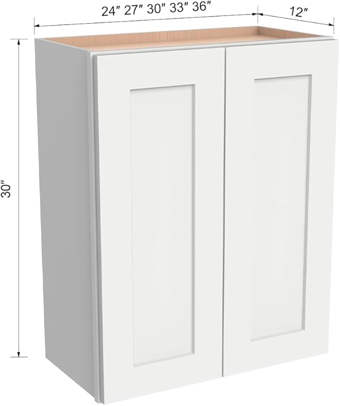 Wall-Mounted Cabinet – Solid Wood Shaker Style Medicine Cabinet with Adjustable Shelves & Soft-Close Doors for Bathroom, Kitchen, and Office Storage (Origami White, 39" W x 12" D x 30" H)