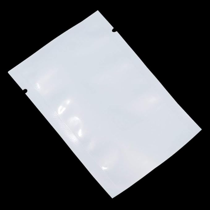 PABCK 300 Pack 5.5x7.9 inch (Usable Size 5.1x7.5 inch) White Clear Front Open Top 2.8mil Plastic Vacuum Pouch Heat Sealable Bags for Food Storage Packets Mini Sample with Tear Notches