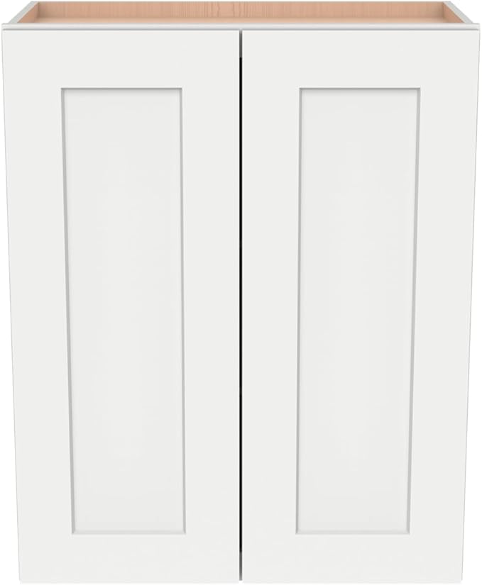 Wall-Mounted Cabinet – Solid Wood Shaker Style Medicine Cabinet with Adjustable Shelves & Soft-Close Doors for Bathroom, Kitchen, and Office Storage (Origami White, 30" W x 12" D x 30" H)