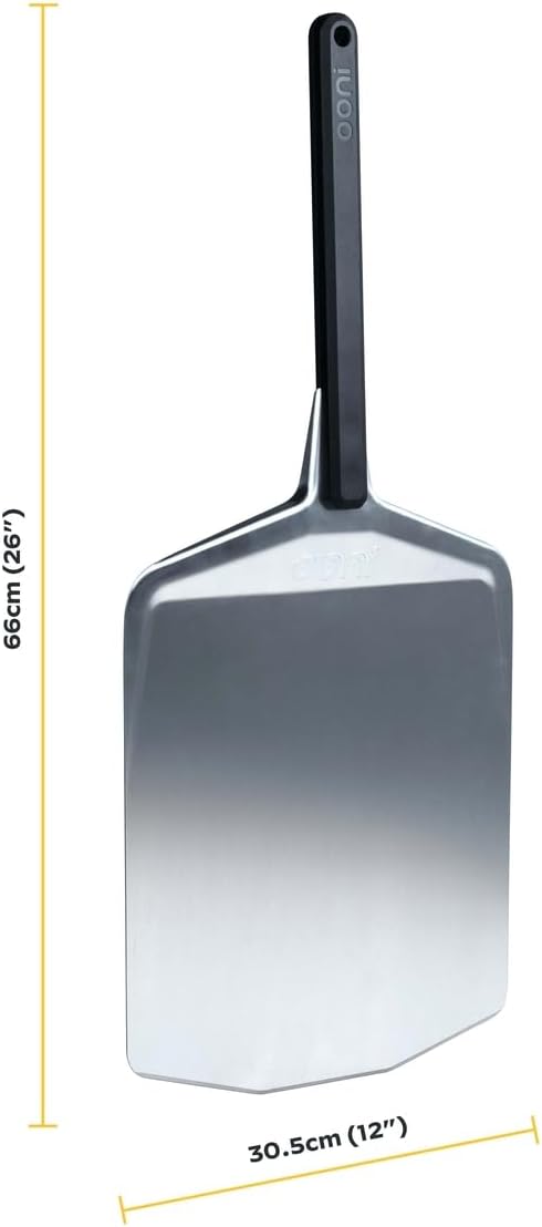 ooni 12' Aluminium Metal Pizza Peel - 12 Inch Lightweight Peel with Long Handle, Rectangle Pizza Turner