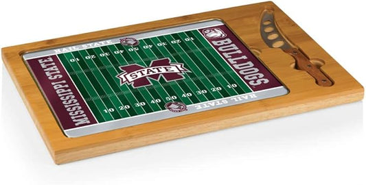 PICNIC TIME NCAA Icon Glass Top Cutting Board & Knife Set, Cheese Boards Charcuterie Boards, Serving Platter, (Parawood & Bamboo)
