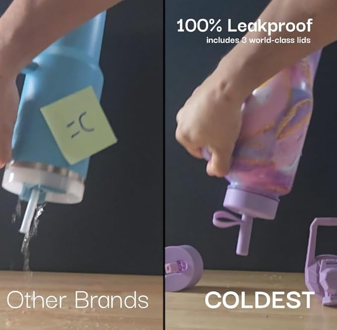 Coldest Tumbler with Handle and Straw - 100% Leak Proof Insulated Tumbler with Lid and Straw (3 Lids) - Stainless Steel Tumblers for Women & Men - Cup Holder Friendly Base, 46 oz (Summer Dress)
