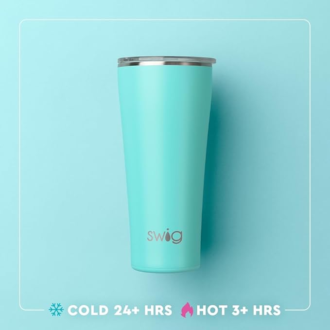Swig Life 32oz Insulated Tumbler, Travel Coffee Tumbler with Lid, Cup Holder Friendly Travel Coffee Mug, Stainless Steel with Lid (Full Bloom)