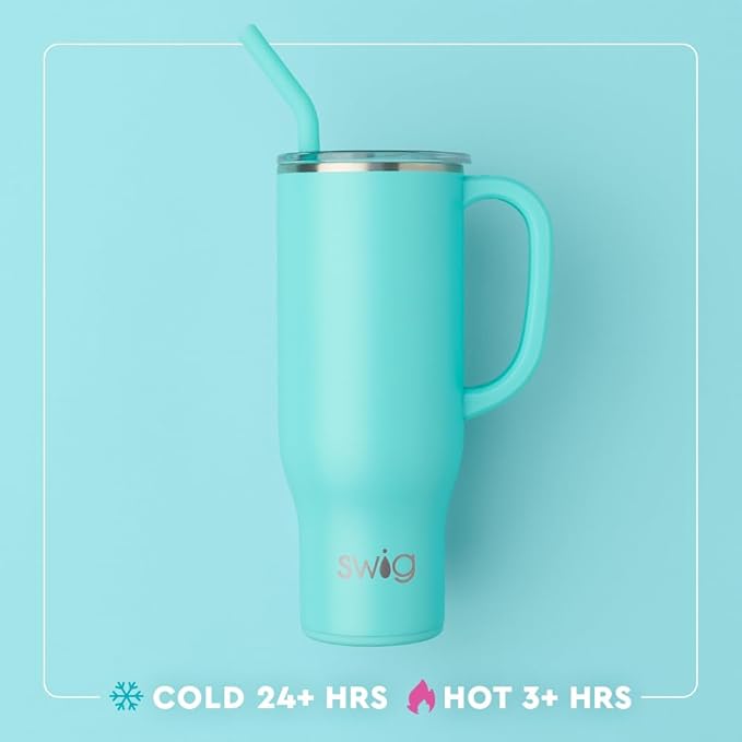 Swig Life 30oz Mega Mug, 30 oz Tumbler with Handle and Straw, Cup Holder Friendly, Dishwasher Safe, Extra Large Insulated Tumbler, Stainless Steel Water Bottle (Disco Cowgirl)