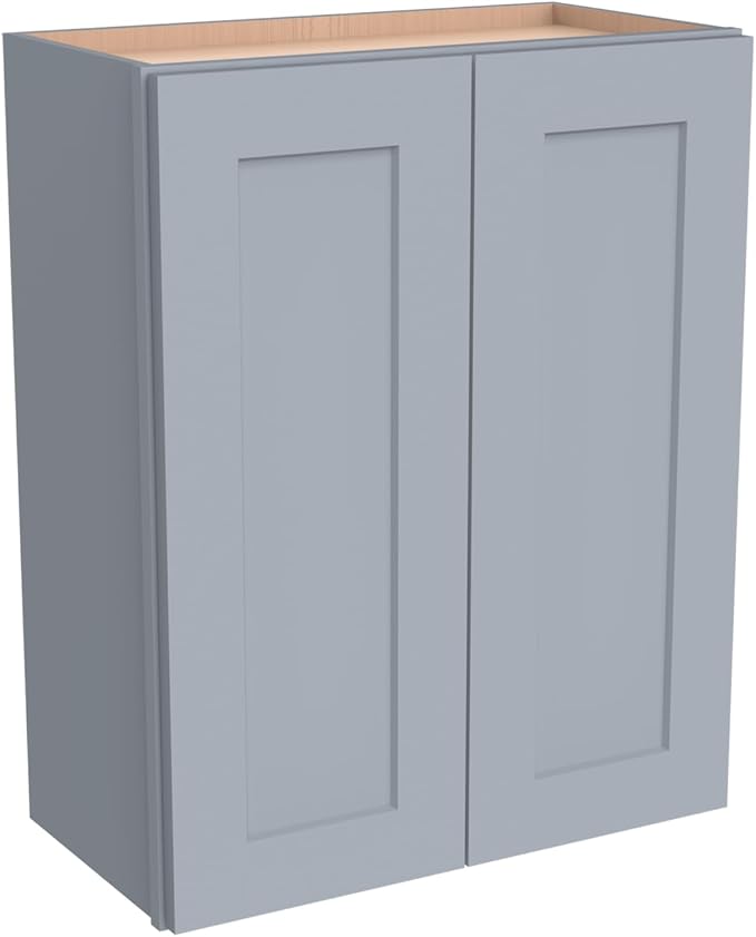 Wall-Mounted Cabinet – Solid Wood Shaker Style Medicine Cabinet with Adjustable Shelves & Soft-Close Doors for Bathroom, Kitchen, and Office Storage (Grey, 30" W x 12" D x 36" H)