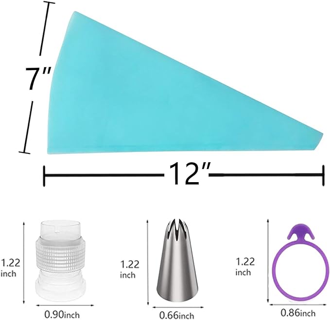 Piping Bags and Tips Set, 16" Reusable Piping Bags, Frosting Piping Kit for Baking with Pastry Bags and Tips, Standard Converters, Silicone Rings, Cake