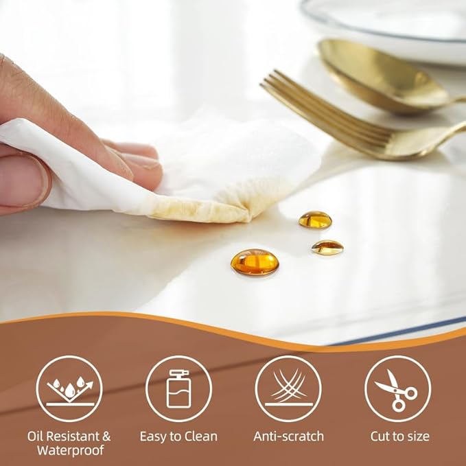 Warmstar Clear Table Cover Protector, 38 x 78 Inch, 1.5mm Thick PVC, Rectangle/Square, Heat Resistant, Tablecloth