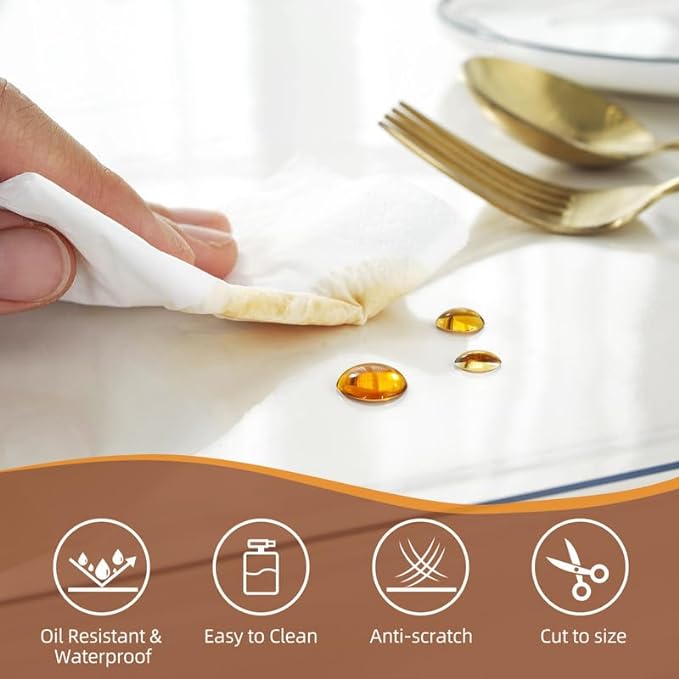 Warmstar Clear Table Cover Protector 36 x 96 Inch,1.5mm Thick Plastic Table Cover Rectangle,PVC Clear Table Protector,Desk Protector Mat for Kitchen, Dresser, Writing Desk，Dining Room Table