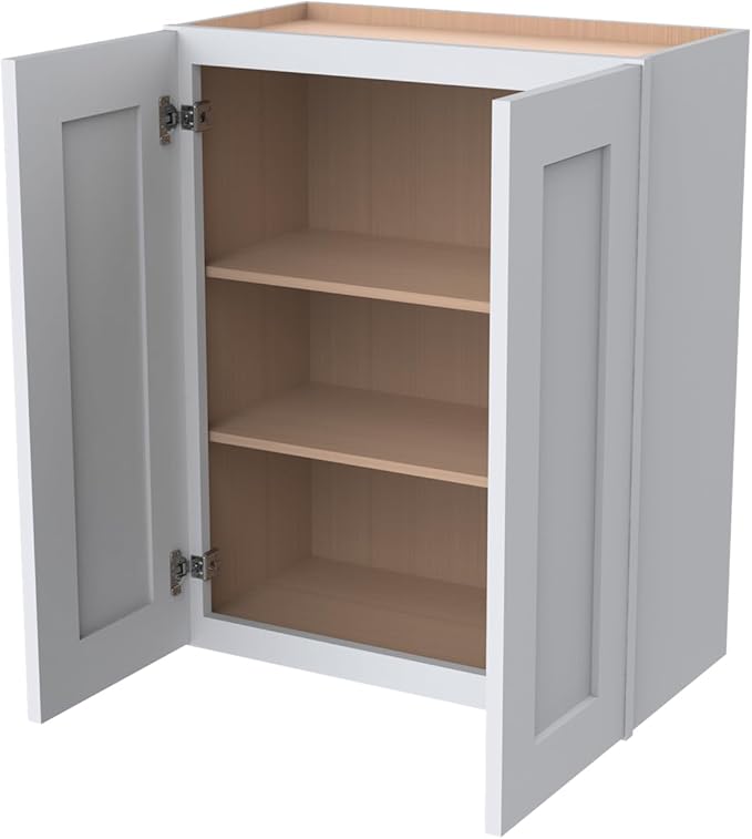 Wall-Mounted Cabinet – Solid Wood Shaker Style Medicine Cabinet with Adjustable Shelves & Soft-Close Doors for Bathroom, Kitchen, and Office Storage (White, 36" W x 12" D x 30" H)