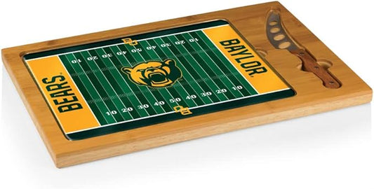PICNIC TIME NCAA Icon Glass Top Cutting Board & Knife Set, Cheese Boards Charcuterie Boards, Serving Platter, (Parawood & Bamboo)