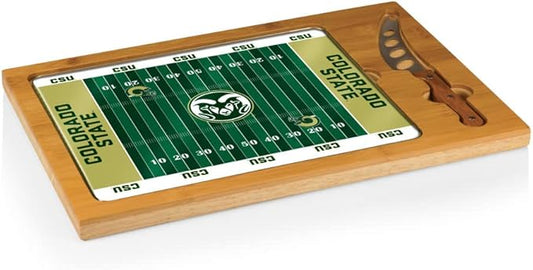 PICNIC TIME NCAA Icon Glass Top Cutting Board & Knife Set, Cheese Boards Charcuterie Boards, Serving Platter, (Parawood & Bamboo)