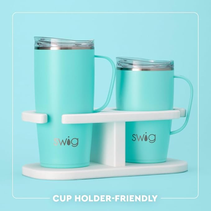 Swig Life 22oz Travel Mug, Insulated Tumbler with Handle and Lid, Travel Coffee Mug, Cup Holder Friendly, Stainless Steel 22 oz Tumbler, Reusable Insulated with Lid (Gingham)