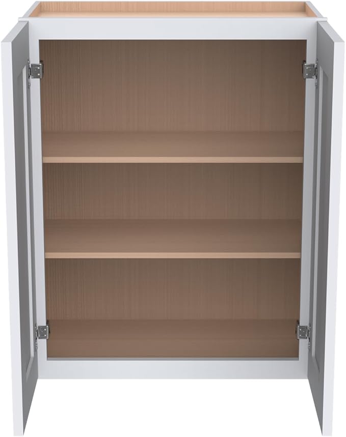 Wall-Mounted Cabinet – Solid Wood Shaker Style Medicine Cabinet with Adjustable Shelves & Soft-Close Doors for Bathroom, Kitchen, and Office Storage (White, 30" W x 12" D x 42" H)