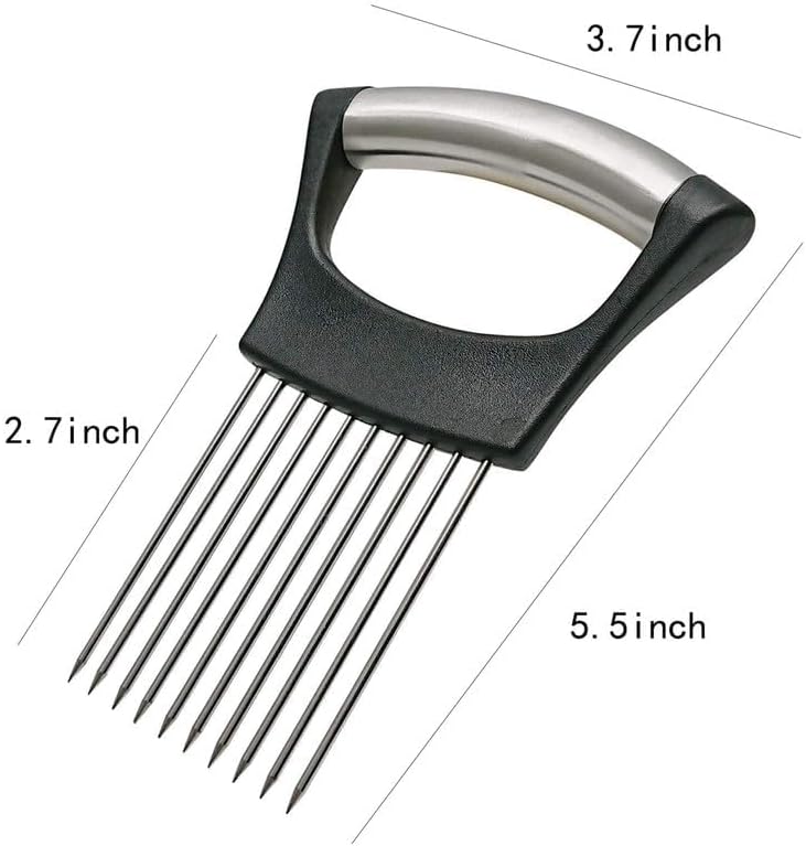 Stainless Steel Onion Holder, 2 Pack - Slicing Assistant Tool for Onion, Potato, Tomato (Grey)