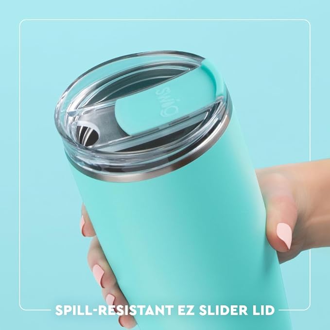 Swig Life 22oz Insulated Tumbler, Travel Coffee Tumbler with Lid, Cup Holder Friendly Travel Coffee Mug, Stainless Steel, 22 oz Tumblers, Reusable Insulated Mug with Lid (High Tide)