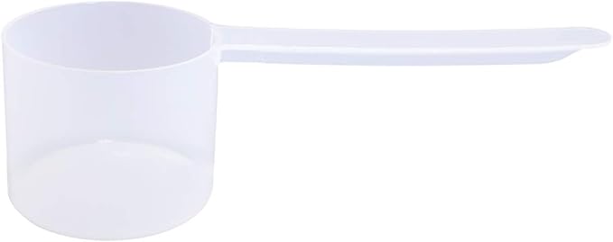 Plastic Measuring Scoop, (50 cc | 10 tsp | 3.33 Tbsp | 50 mL) Long Handle Spoons for Powders, Granules, Coffee, Pet Food, Baking Supplies, Protein and Other Dry Goods, BPA Free (Set of 1)