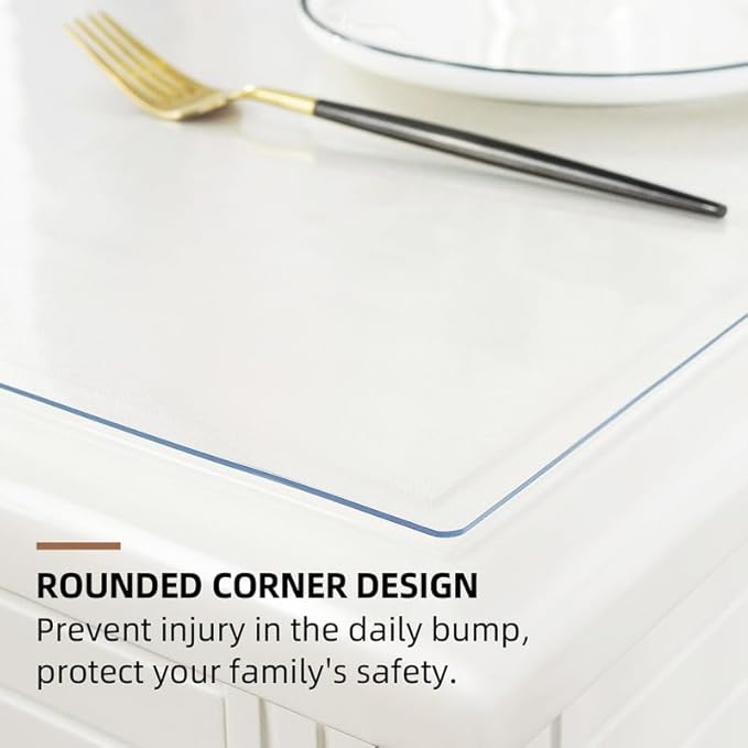 Warmstar Clear Table Cover Protector 48 x 90 Inch,1.5mm Thick Plastic Table Cover Rectangle,PVC Clear Table Protector,Desk Protector Mat for Kitchen, Dresser, Writing Desk，Dining Room Table