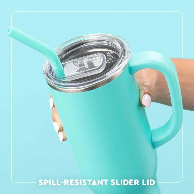 Swig Life 30oz Mega Mug, 30 oz Tumbler with Handle and Straw, Cup Holder Friendly, Dishwasher Safe, Extra Large Insulated Tumbler, Stainless Steel Water Bottle (Caliente)