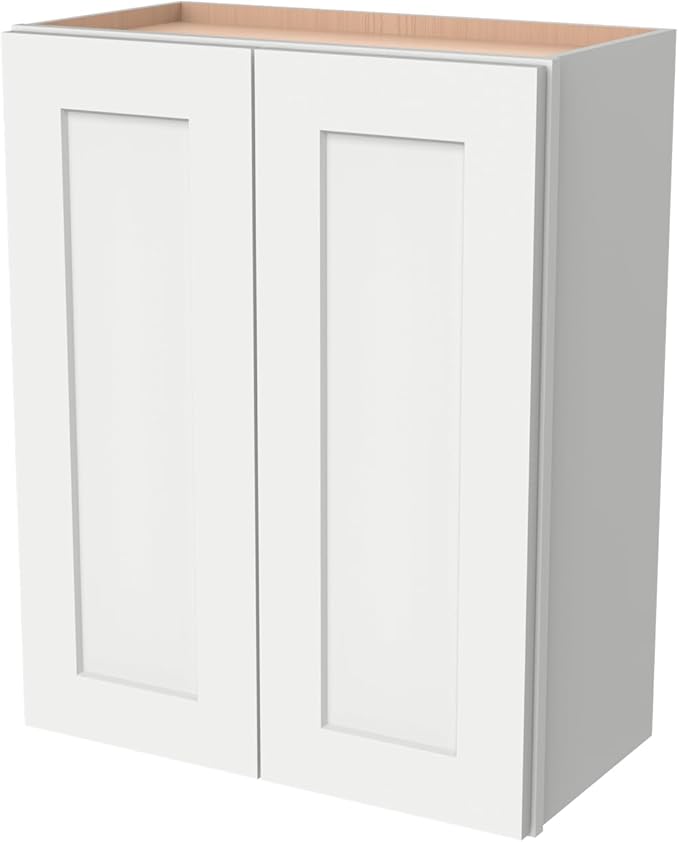 Wall-Mounted Cabinet – Solid Wood Shaker Style Medicine Cabinet with Adjustable Shelves & Soft-Close Doors for Bathroom, Kitchen, and Office Storage (Origami White, 39" W x 12" D x 42" H)