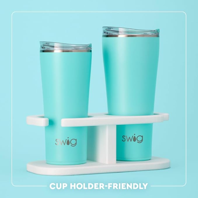 Swig Life 32oz Insulated Tumbler, Travel Coffee Tumbler with Lid, Cup Holder Friendly Travel Coffee Mug, Stainless Steel with Lid (Cherry Pie)