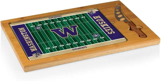 PICNIC TIME NCAA Icon Glass Top Cutting Board & Knife Set, Cheese Boards Charcuterie Boards, Serving Platter, (Parawood & Bamboo)