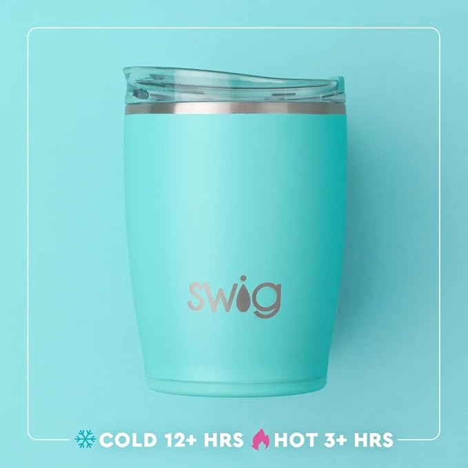 Swig Life 12oz Insulated Tumbler, Travel Coffee Tumbler with Lid, Cup Holder Friendly Travel Coffee Mug, Stainless Steel, 12 oz Reusable Insulated Coffee Mug (Saturdays in Tallahassee)