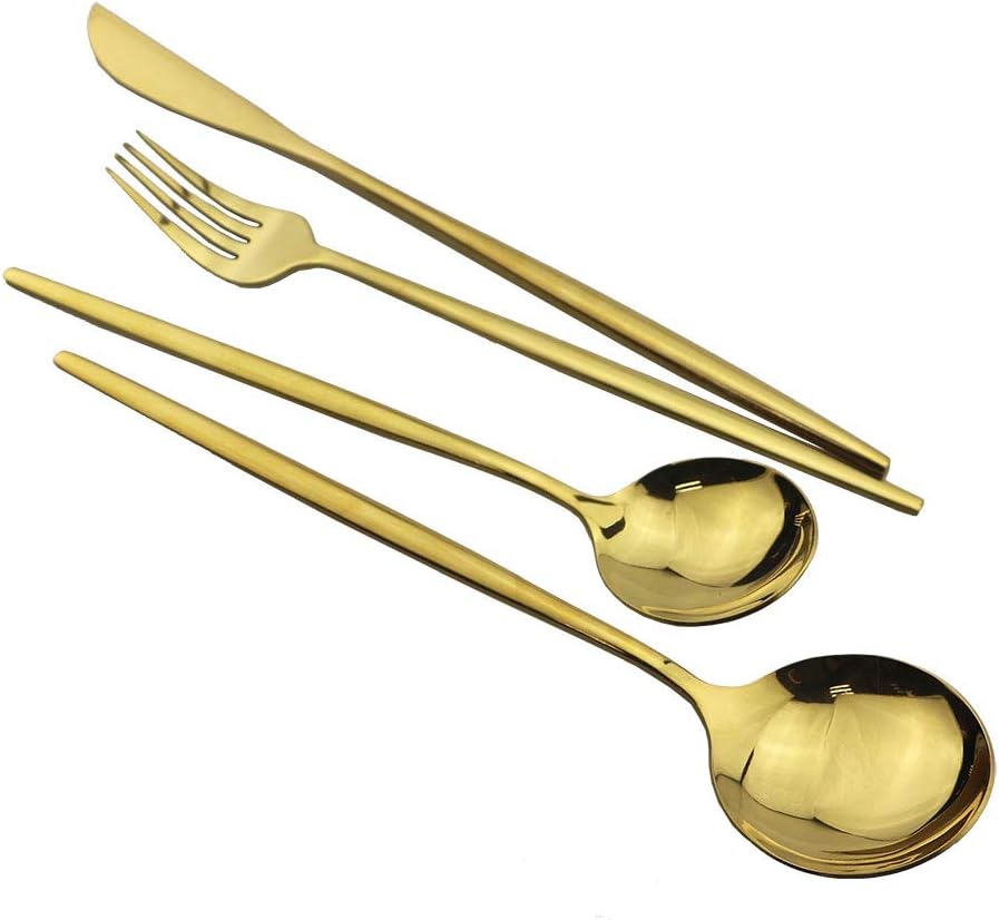 JASHII 30-Piece Stainless Steel Satin Finish Flatware Set - Mirror Polished Tableware Cutlery for Home and Restaurant - Dishwasher Safe