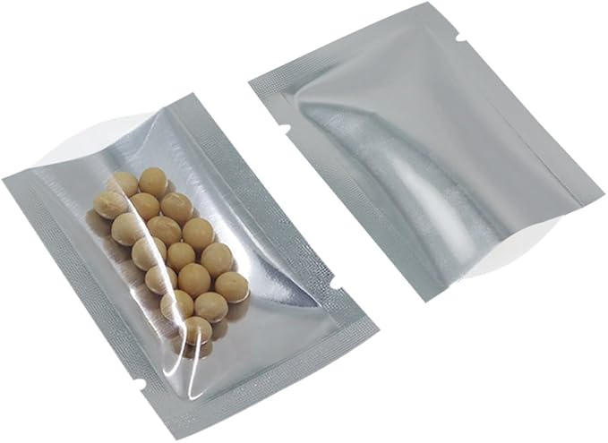 200 Pack Silver Aluminum Foil Pouch (Inner Size 1.6x2.4 inch) Heat Seal Window Plastic Open Top Vacuum Packaging Mylar Bags Food Small Sample Packets Mylar Storage with Tear Notch 1.9x2.7 inch