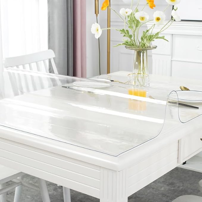 Warmstar Clear Table Protector, 44 x 72 Inch, 1.5mm Thick PVC, Rectangle, Desk & Dining Table Cover