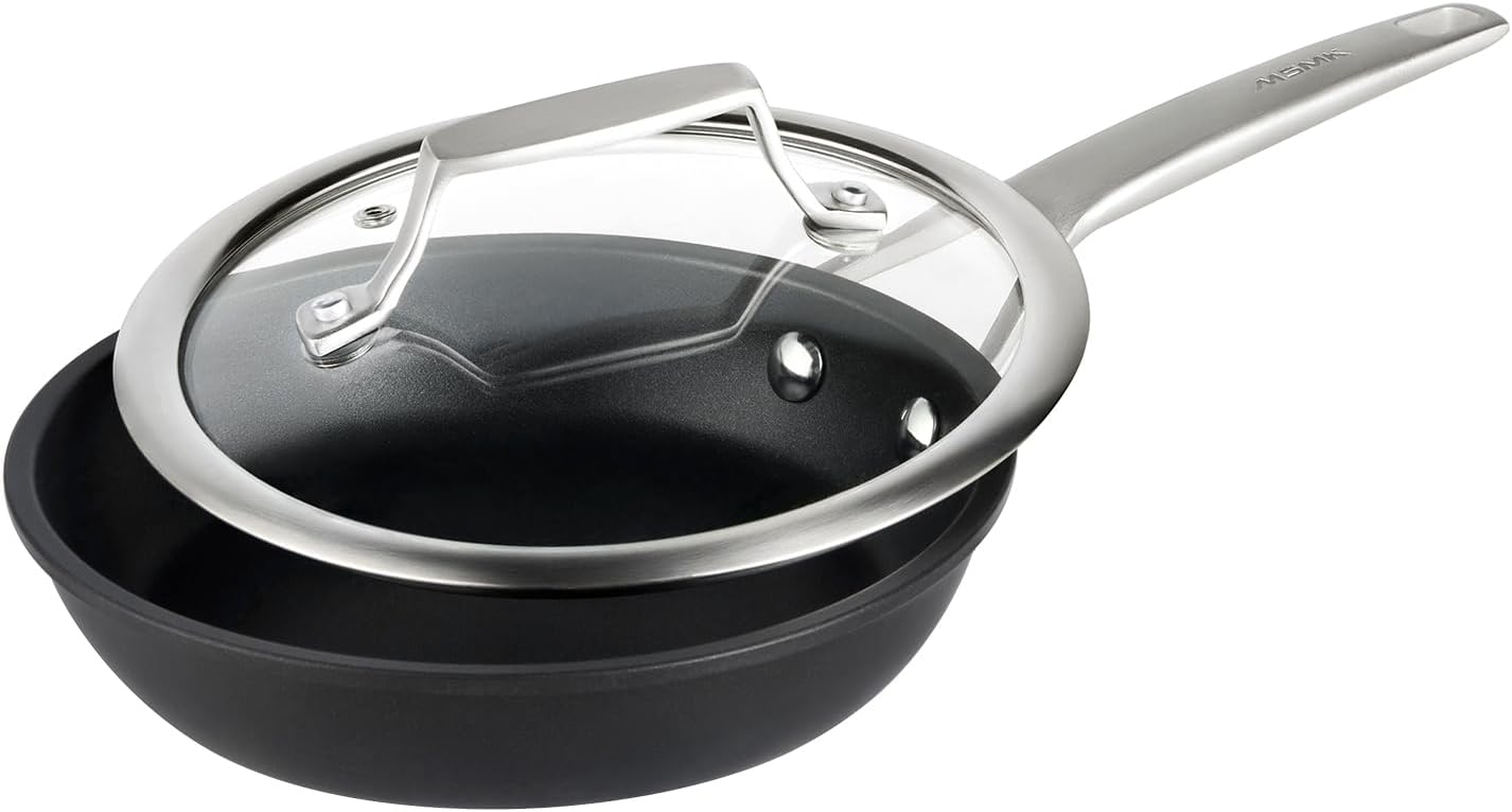 MsMk 7 inch Small Nonstick Frying Pan with Lid, Non stick Egg Omelet Skillet, PFAS & PFOA Free Non-Toxic, Induction Skillet, Oven Safe to 700°F Pan for Cooking, Dishwasher Safe