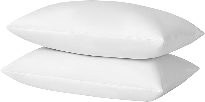 Basic home14x24 Decorative Throw Pillow Inserts-Down Feather Pillow Inserts-Oblong-Cotton Fabric-Set of 2-White.